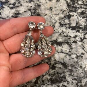 Art Deco inspired, vintage rhinestone chandelier dangle earrings (screw back)